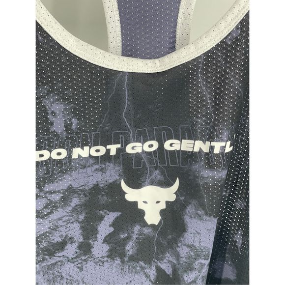Under Armour Project Rock Tank Top Men Large Black Avy Mesh Do not go gentle New - Picture 10 of 10
